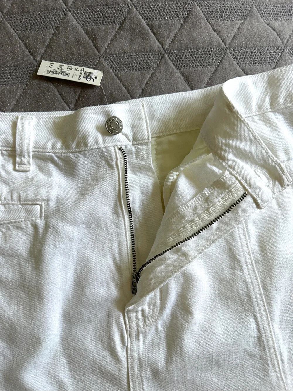 Madewell White Cotton Denim Pleated A-Line Mini Skirt NWT Size 33